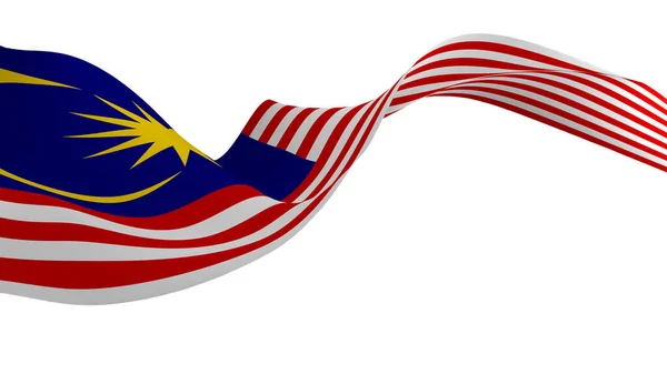 国旗の背景画像 風吹き旗 3Dレンダリング マレーシアの旗 — ストック写真