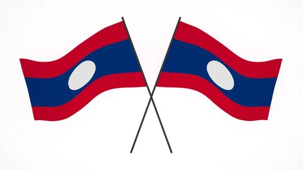 Bandeira Nacional Imagem Fundo Bandeiras Sopro Vento Renderização Bandeira Laos — Fotografia de Stock