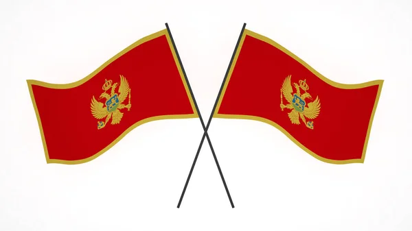 Εθνική Σημαία Φόντο Εικόνα Άνεμος Φυσάει Σημαίες Απόδοση Σημαία Μαυροβουνίου — Φωτογραφία Αρχείου