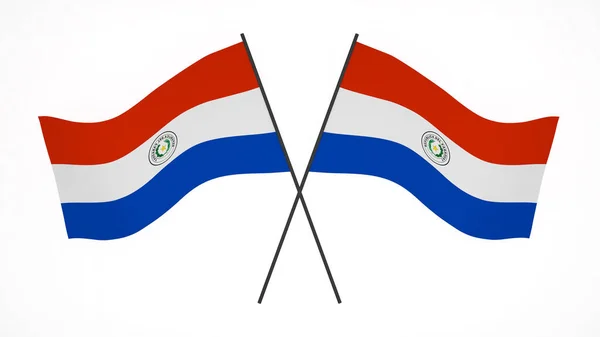 Flaga Narodowa Tło Obraz Wiatr Wieje Flagi Rendering Flaga Paragwaju — Zdjęcie stockowe