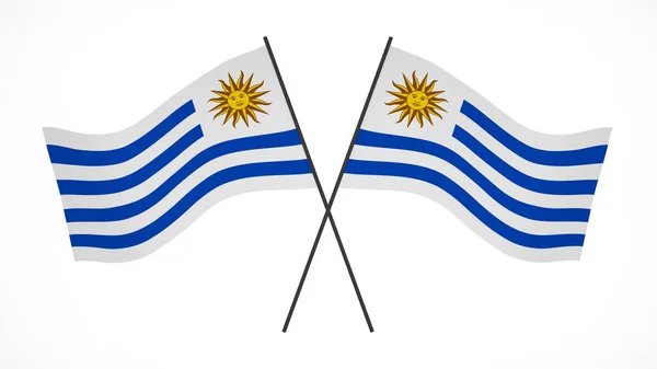 Flaga Narodowa Tło Obraz Wiatr Wieje Flagi Rendering Flaga Urugwaju — Zdjęcie stockowe