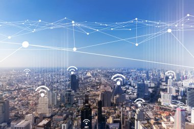 bir internet kavramının gelecekteki teknoloji ve iletişim soyut arkaplanı, gelecekteki 5G bağlantısı. 5G için internet kavramı.