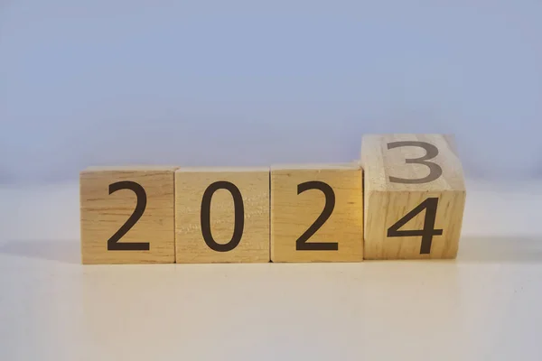 Goals Moving Forward 2024 Road Next Numbers Wooden Box Blue — Stock Photo, Image