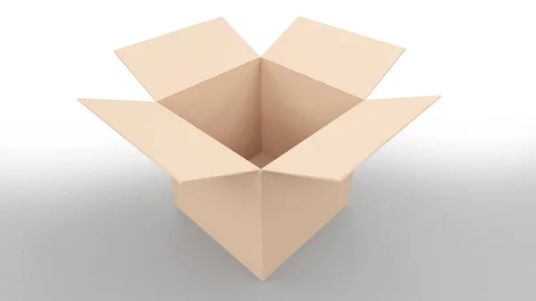 Κουτί Ανοιχτό Λευκό Χαρτί Rendering — Φωτογραφία Αρχείου