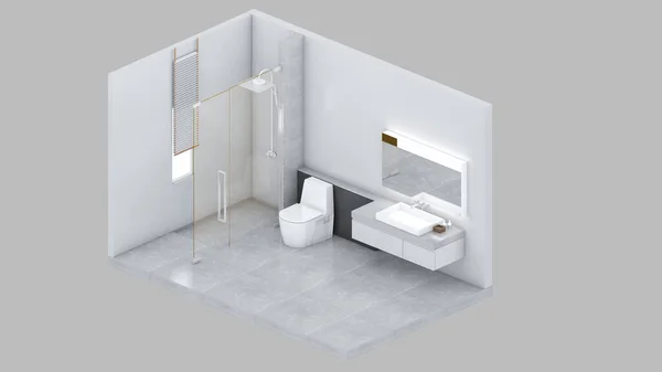 Isometric View Bathroom Residential Area Rendering — ストック写真
