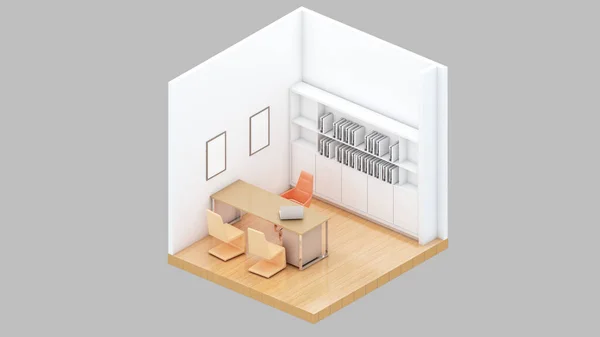 Isometrische Ansicht Eines Managerzimmers Büroraums Arbeitszimmers Darstellung — Stockfoto
