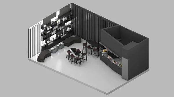 Isometrische Ansicht Eines Restaurants Pub Und Bar Darstellung — Stockfoto