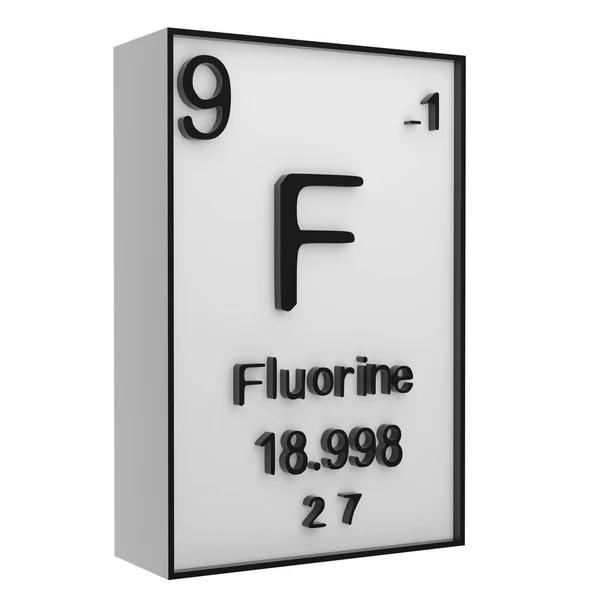 플루오린 원소의 역사가 바탕에 주기율표에 나오는 번호와 기호를 나타낸다 — 스톡 사진