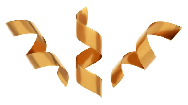 Gouden Lint Roll Witte Achtergrond Nieuwjaar Viering Rendering — Stockfoto