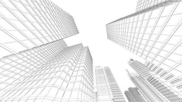 Wireframe Cityscape Low Polygon Πόλεις Και Κτίρια Στην Επιχειρηματική Περιοχή — Φωτογραφία Αρχείου