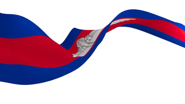 Nationell Flagga Bakgrund Bild Vind Blåser Flaggor Rendering Kambodjas Flagga — Stockfoto