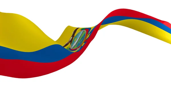 国旗の背景画像 風吹き旗 3Dレンダリング エクアドルの旗 — ストック写真