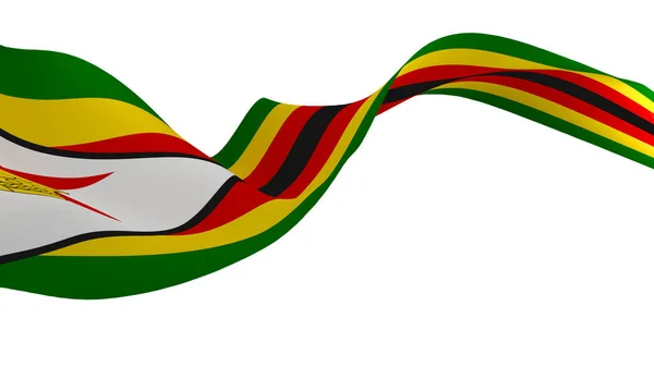 National Flag Background Image Wind Blowing Flags Rendering Flag Zimbabwe — ストック写真