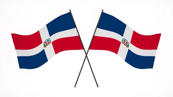 Nationell Flagga Bakgrund Bild Vind Blåser Flaggor Rendering Flagga Dominikanska — Stockfoto