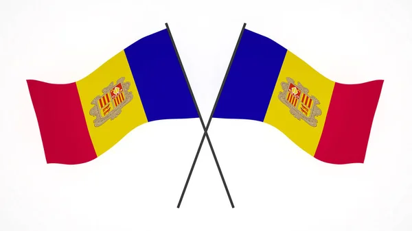 National Flag Background Image Wind Blowing Flags Rendering Flag Andorra — 스톡 사진