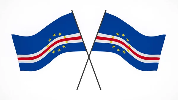国旗の背景画像 風吹き旗 3Dレンダリング カーボベルデの旗 — ストック写真