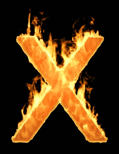 Огненный Крест Чёрном Фоне Значок Пламени Рендеринг — стоковое фото