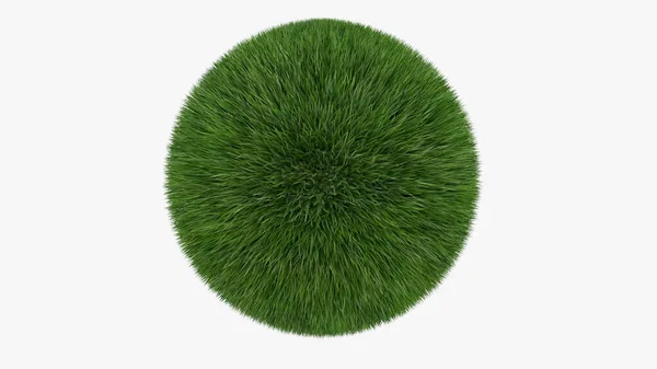Зеленый Круг Газона Белом Фоне Рендеринг — стоковое фото
