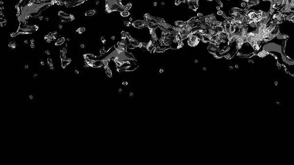 Water Spatten Golven Zwarte Achtergrond Rendering — Stockfoto