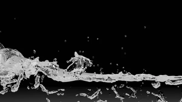 Rozpryski Wody Fale Czarnym Tle Renderowanie — Zdjęcie stockowe