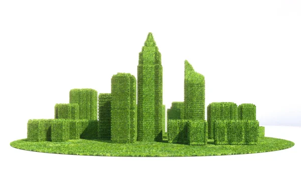 Zachování Přírody Obrovské Metropoli Zelené Město Bílé Pozadí Zeleným Městem — Stock fotografie