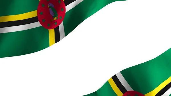 Bandeira Nacional Imagem Fundo Vento Soprando Bandeiras Renderização Bandeira Dominica — Fotografia de Stock