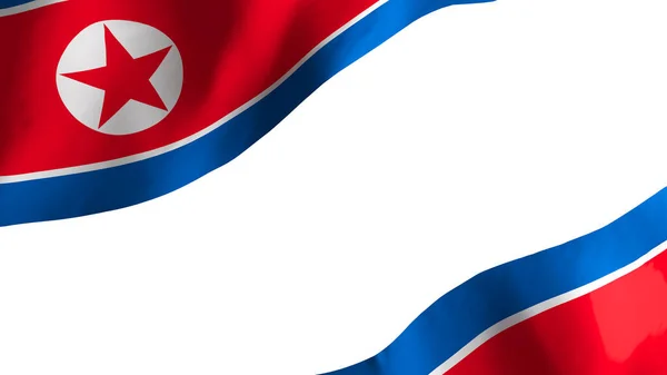 Národní Vlajka Pozadí Vítr Foukání Vlajky Vykreslování Vlajka Severní Koreje — Stock fotografie