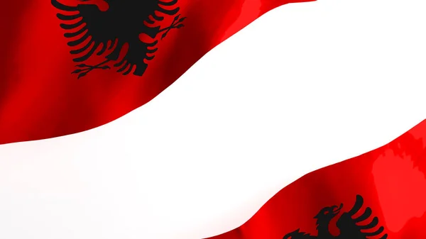 Národní Vlajka Pozadí Obrázek Vítr Foukání Vlajky Vykreslování Vlajka Albánie — Stock fotografie