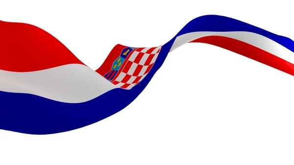 Nationell Flagga Bakgrund Bild Vind Blåser Flaggor Rendering Flagga Kroatien — Stockfoto
