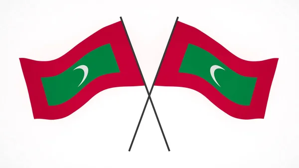 国旗の背景画像 風吹き旗 3Dレンダリング モルディブの国旗 — ストック写真
