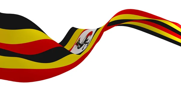 National Flag Background Image Wind Blowing Flags Rendering Flag Uganda — стокове фото