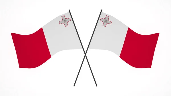 Národní Vlajka Pozadí Obrázek Vítr Foukání Vlajky Vykreslování Vlajka Malty — Stock fotografie