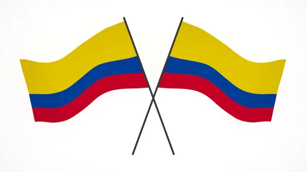 国旗の背景画像 風吹き旗 3Dレンダリング コロンビアの旗 — ストック写真