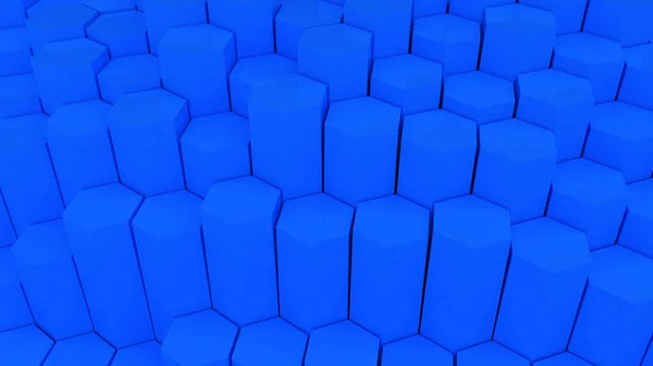 Astratto Sfondo Blu Forme Esagonali Sfondo Geometrico Rendering — Foto Stock