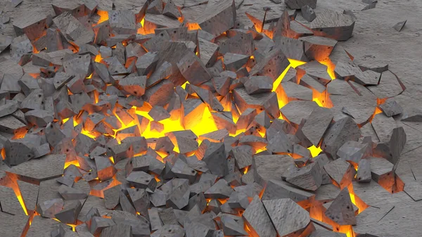 Abstrato Fragmentos Concreto Buraco Lava Círculo Renderização — Fotografia de Stock
