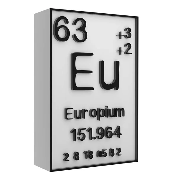 ユーロピウム 白地の元素の周期表上のリン 化学元素の歴史は 原子番号と記号を表します 3Dレンダリング — ストック写真