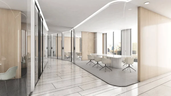 Şirket Koridorları Toplantı Odaları Ofis Alanı Görüntüleme — Stok fotoğraf