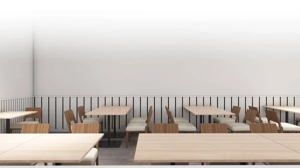 Hay Mesas Sillas Preparadas Para Usted Maqueta Restaurant Wall Renderizado —  Fotos de Stock