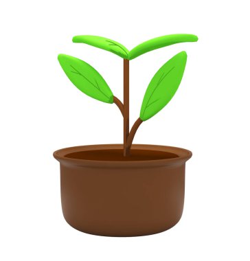 Yatırımlar için saksı bitkisi ikonu finansal planlaması, 3D görüntüleme