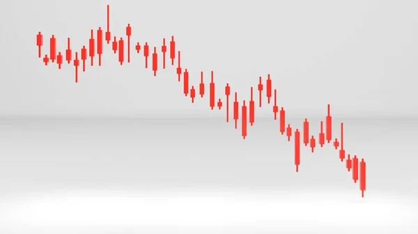 Red Stock Price Graph Showing Declining Business Earnings White Background — Stock Photo, Image