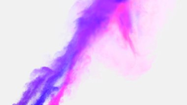 Beyaz arka planda çok renkli duman, havada renkli duman, havada dumanın hareketi, 3D görüntüleme..