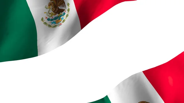 国旗の背景画像 風吹き旗 3Dレンダリング メキシコの旗 — ストック写真