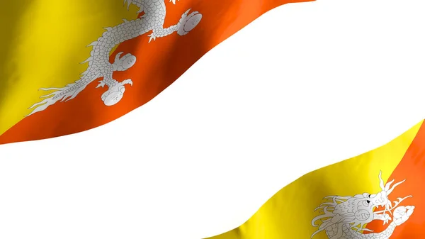 Nationell Flagga Bakgrund Bild Vind Blåser Flaggor Rendering Flagga Bhutan — Stockfoto
