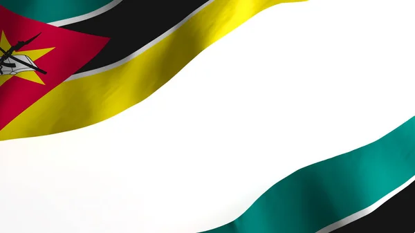 Národní Vlajka Pozadí Obrázek Vítr Foukání Vlajky Vykreslování Vlajka Mosambiku — Stock fotografie