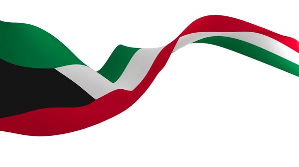 Bandera Nacional Fondo Imagen Banderas Viento Rendering Bandera Kuwait —  Fotos de Stock