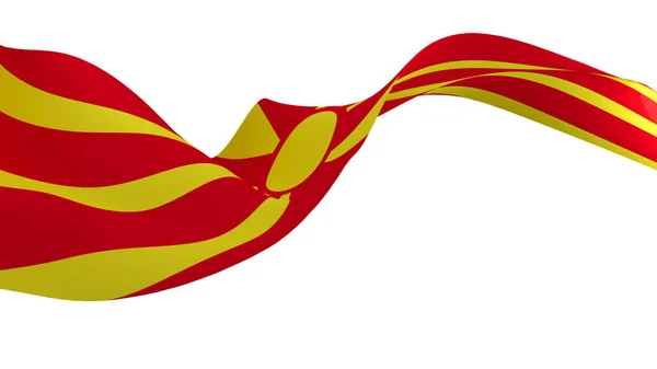 国旗背景图片 刮风旗 3D渲染 北马其顿国旗 — 图库照片