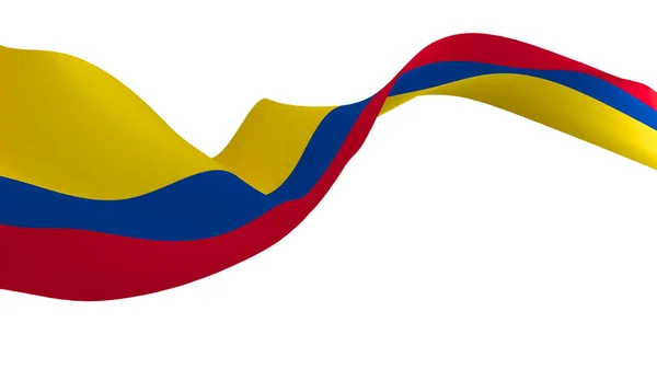 Nationell Flagga Bakgrund Bild Vind Blåser Flaggor Rendering Colombias Flagga — Stockfoto