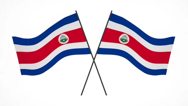 国旗の背景画像 風吹き旗 3Dレンダリング コスタリカの旗 — ストック写真