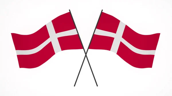 Nationell Flagga Bakgrund Bild Vind Blåser Flaggor Rendering Flagga Danmark — Stockfoto