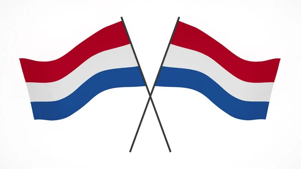 国旗の背景画像 風吹き旗 3Dレンダリング オランダの旗 — ストック写真